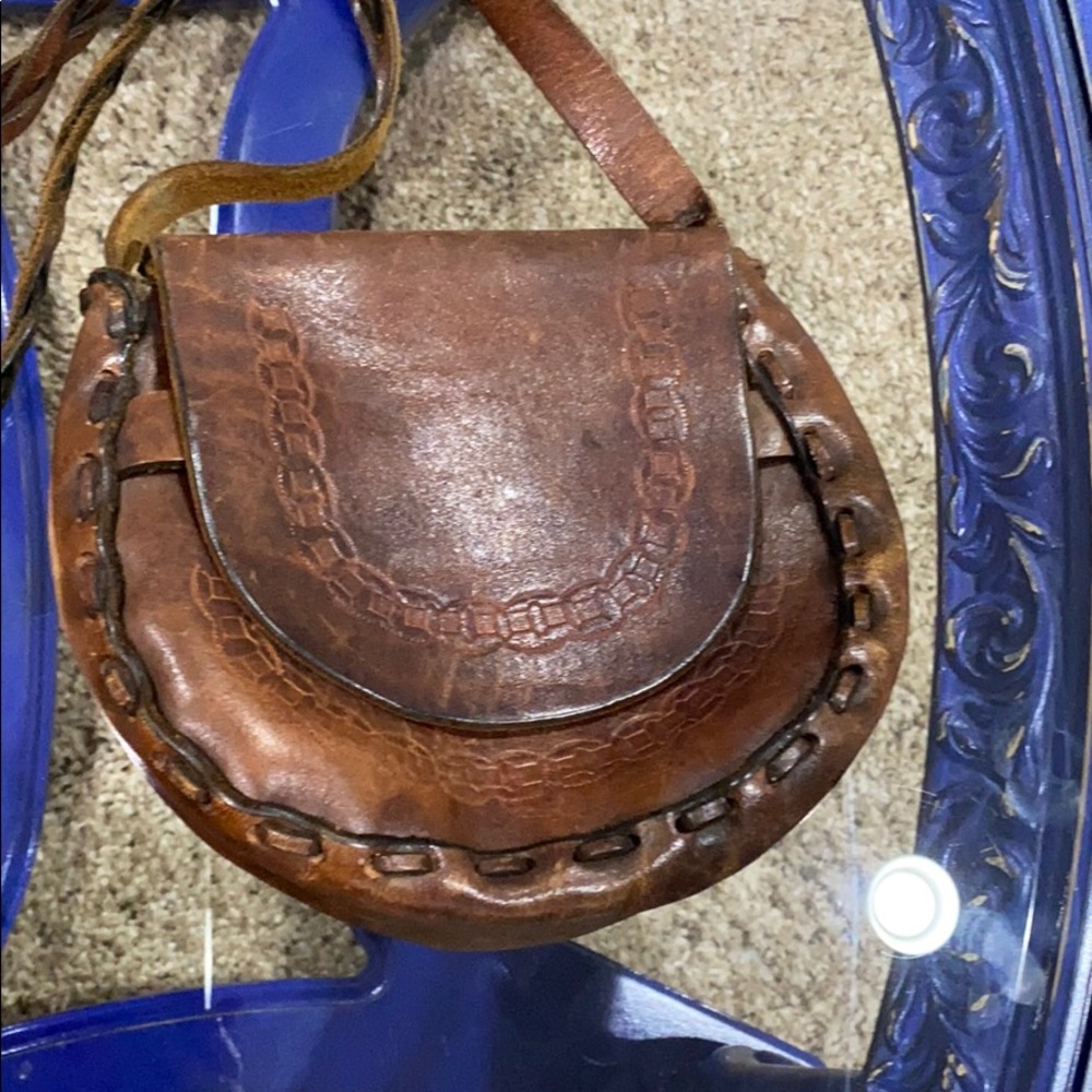 Brown leather handmade purse